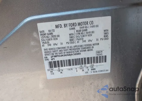 2022 Ford Edge Titanium from USA, damaged, VIN 2FMPK4K96NBA38989